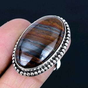 Tiger Iron Gemstone 925 Sterling Silver Handmade Ring